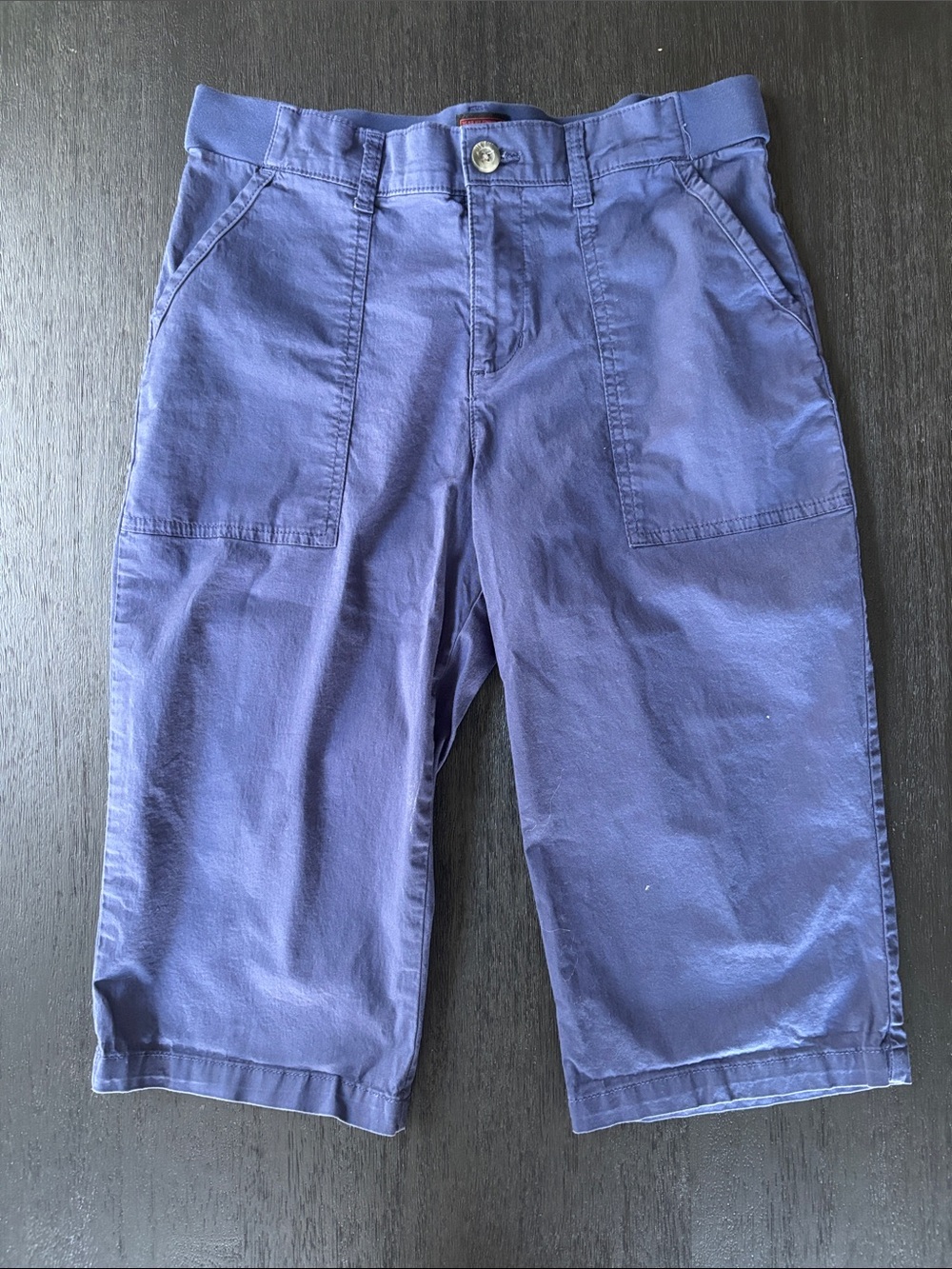 Lee Navy Button-Front Pants with Logo Patch